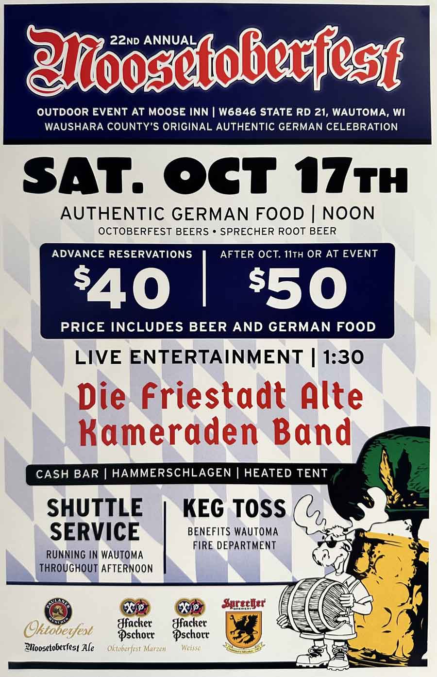 Moosetober Fest at the Moose Inn on October 17